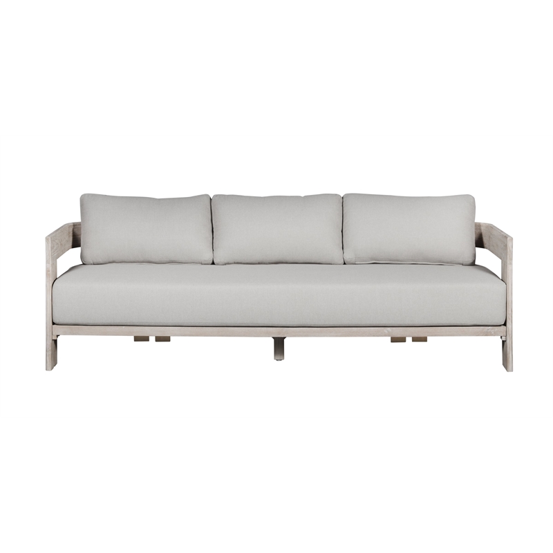 Paradiso Teak Wood Sofa Natural Look - Gray Fabric