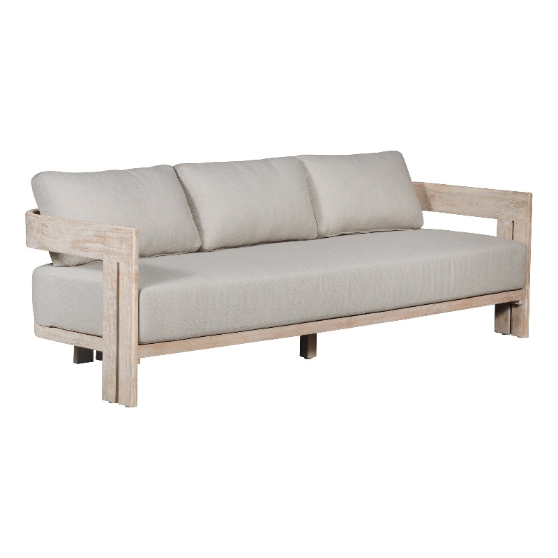 Paradiso Teak Wood Sofa Natural Look - Gray Fabric