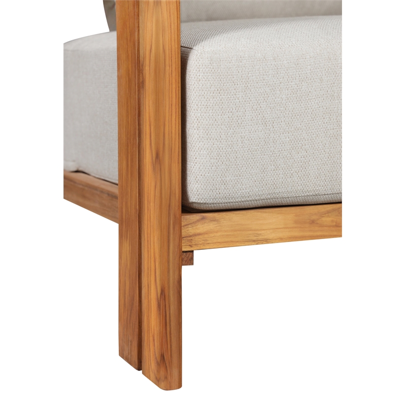 Paradiso Outdoor Solid Teak Wood Love seat - Gray Fabric