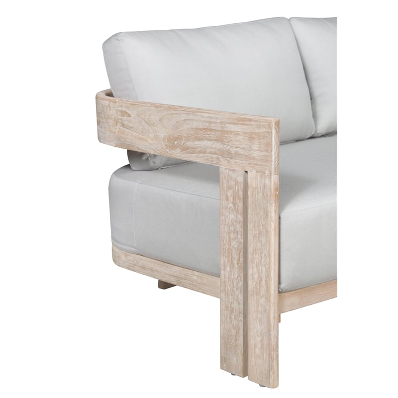 Paradiso Outdoor Solid Teak Wood Love seat - Light Gray Fabric