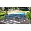 Sardinia Aluminum Frame Outdoor Sectional Sofa - Blue Cushions