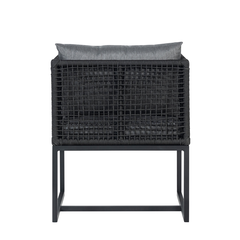 Pair of Sardinia Outdoor Aluminum Dining Chair with Rope Design - Black