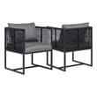 Pair of Sardinia Outdoor Aluminum Dining Chair with Rope Design - Black