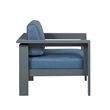 Sardinia Outdoor Arm Chair with Aluminum Metal Frame - Blue