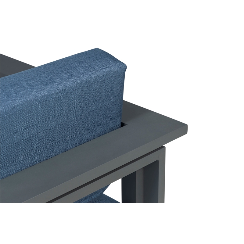 Sardinia Outdoor Arm Chair with Aluminum Metal Frame - Blue