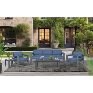 Sardinia Outdoor Arm Chair with Aluminum Metal Frame - Blue