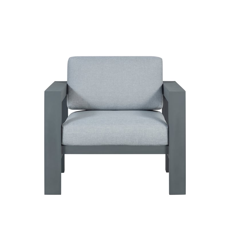 Sardinia Outdoor Arm Chair with Aluminum Metal Frame - Gray