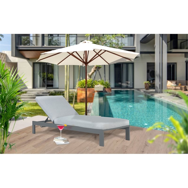 Sardinia Outdoor Chaise with Aluminum Metal Frame - Gray