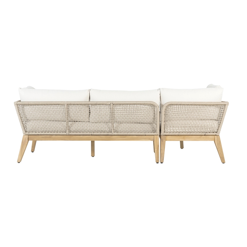 Cypress Teak Wood 2-piece Left Arm Chaise Outdoor Sectional - Beige