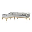 Cypress Teak Wood 2-piece Left Arm Chaise Outdoor Sectional - Gray