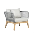 Cypress Teak Wood Outdoor Arm Chair with Gray Rope Design
