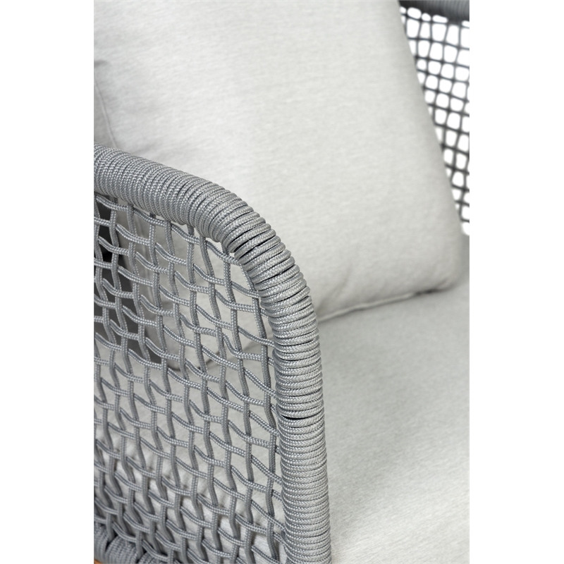Cypress Teak Wood Outdoor Arm Chair with Gray Rope Design