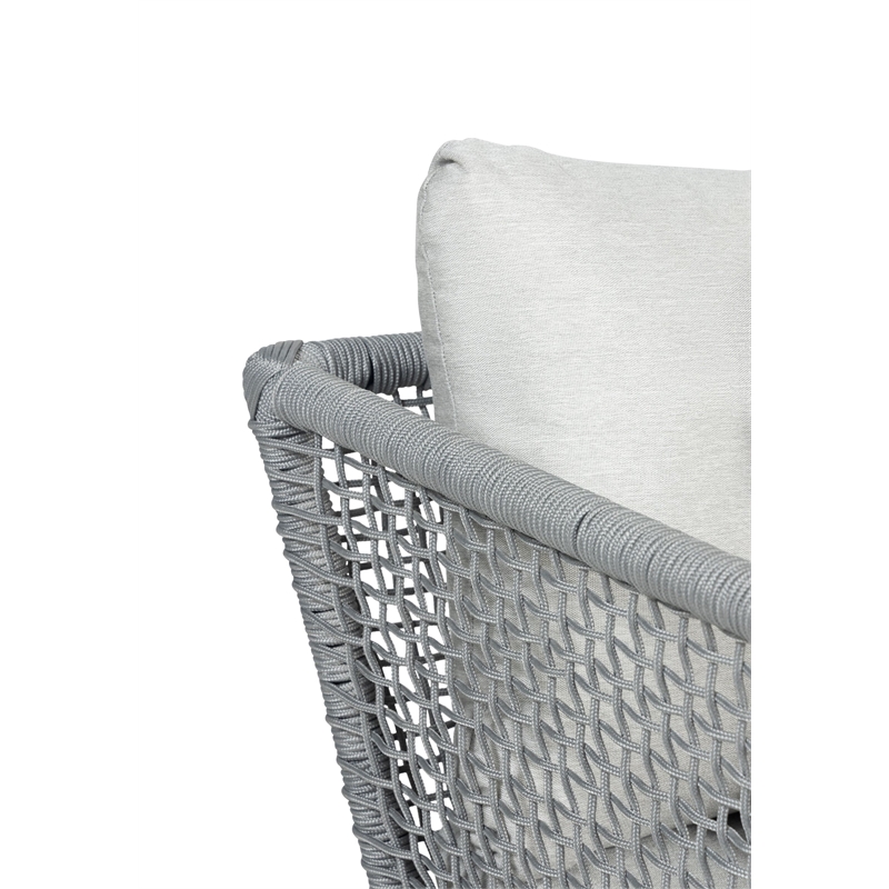 Cypress Teak Wood Outdoor Arm Chair with Gray Rope Design