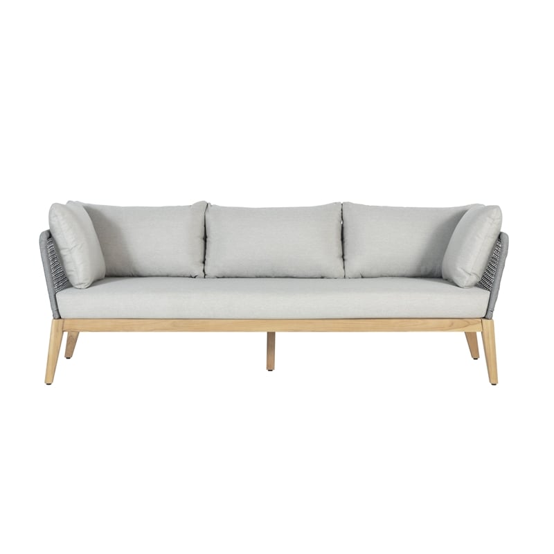 Cypress Teak Wood Sofa with Gray Color Rope Design