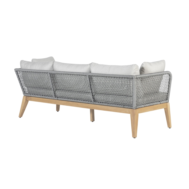 Cypress Teak Wood Sofa with Gray Color Rope Design