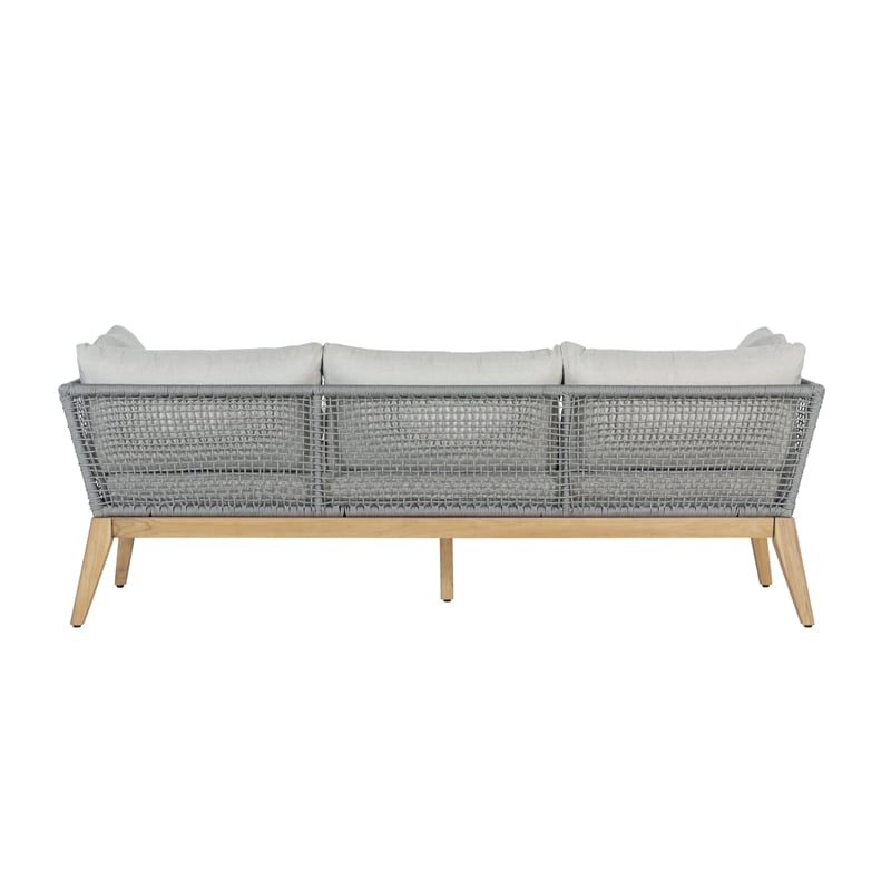 Cypress Teak Wood Sofa with Gray Color Rope Design