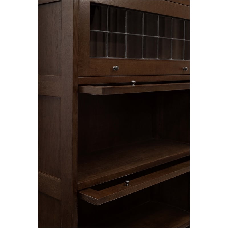 Mission Craftsman Style Oak Barrister Bookcase - 5 Stack - Walnut
