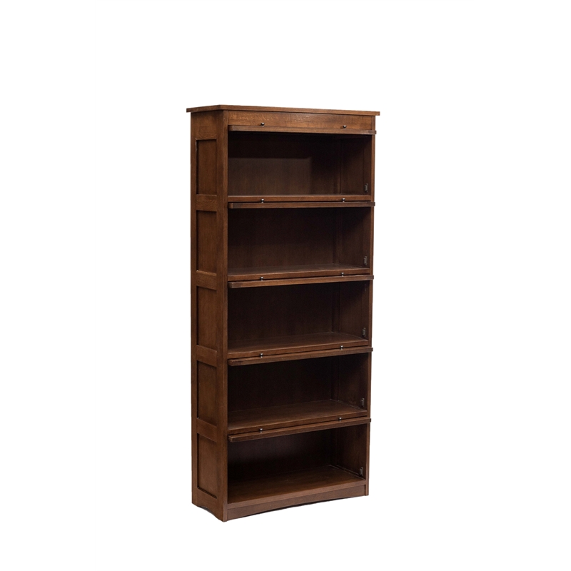 Mission Craftsman Style Oak Barrister Bookcase - 5 Stack - Walnut