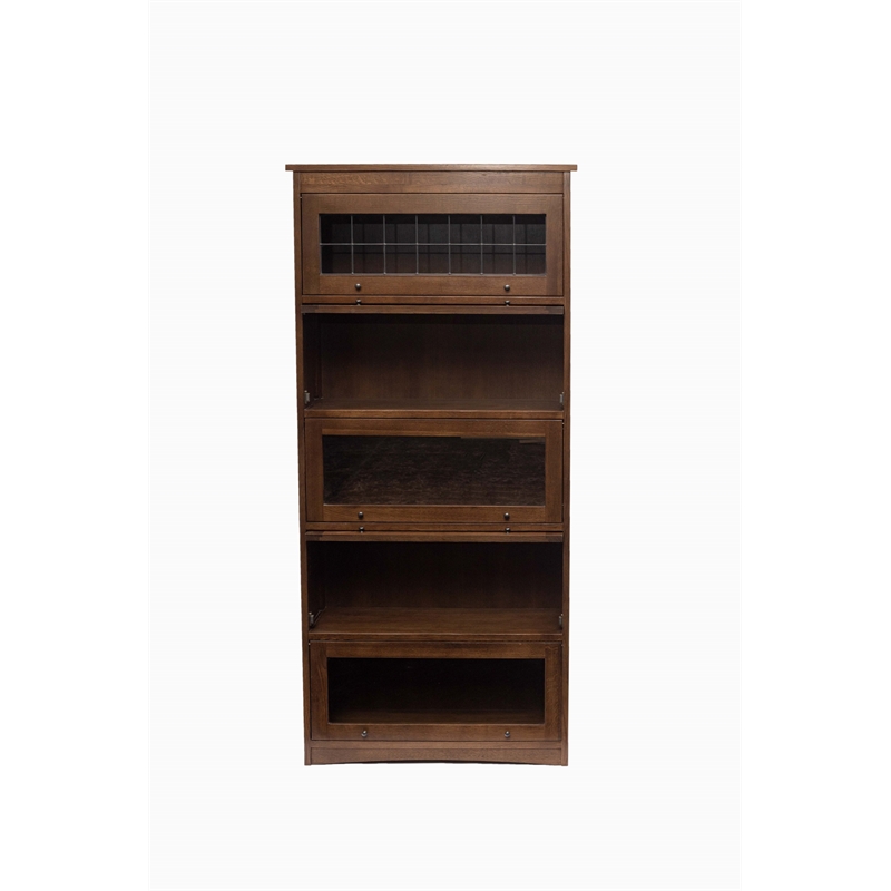 Mission Craftsman Style Oak Barrister Bookcase - 5 Stack - Walnut