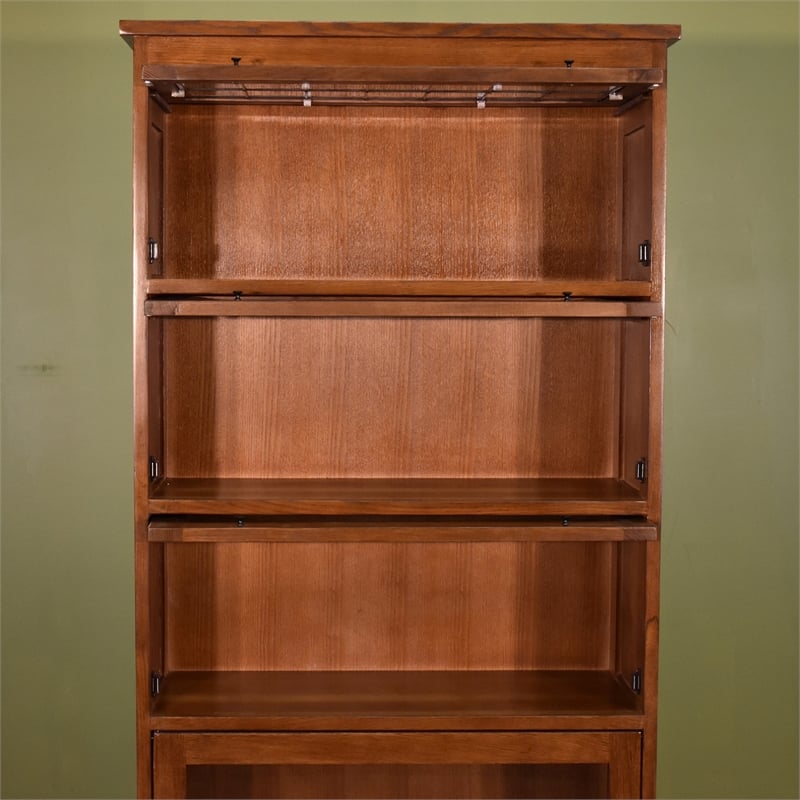 Mission Craftsman Style Oak Barrister Bookcase - 5 Stack - Walnut