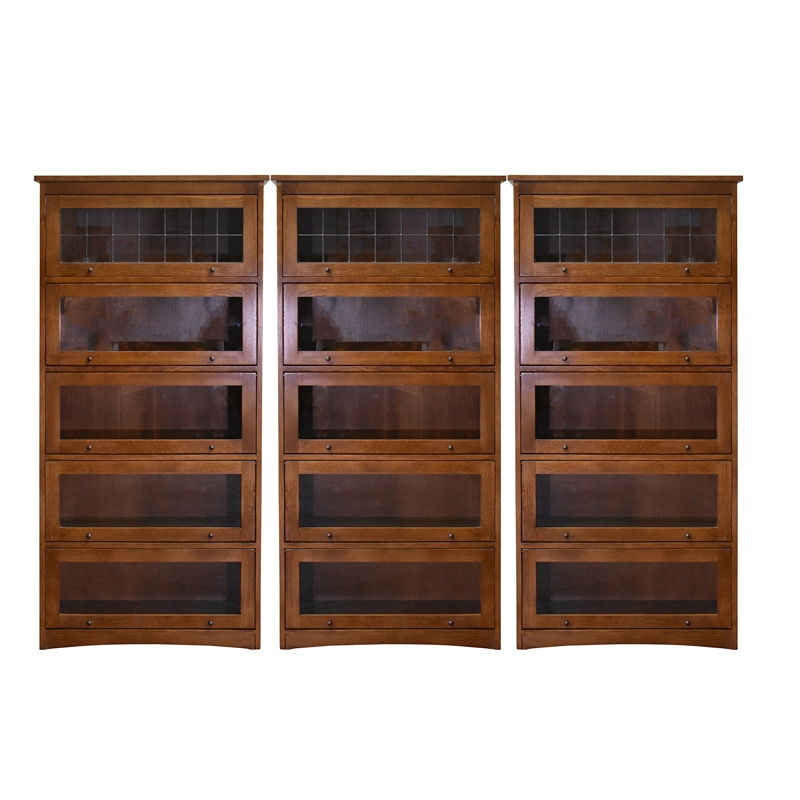 Mission Craftsman Style Oak Barrister Bookcase - 5 Stack - Walnut
