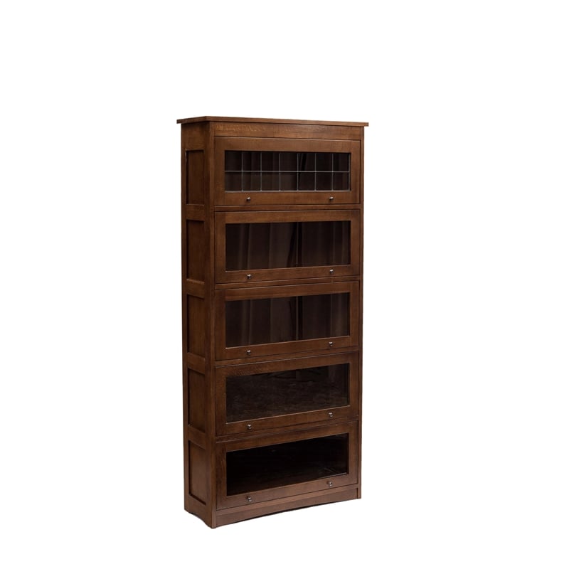 Mission Craftsman Style Oak Barrister Bookcase - 5 Stack - Walnut