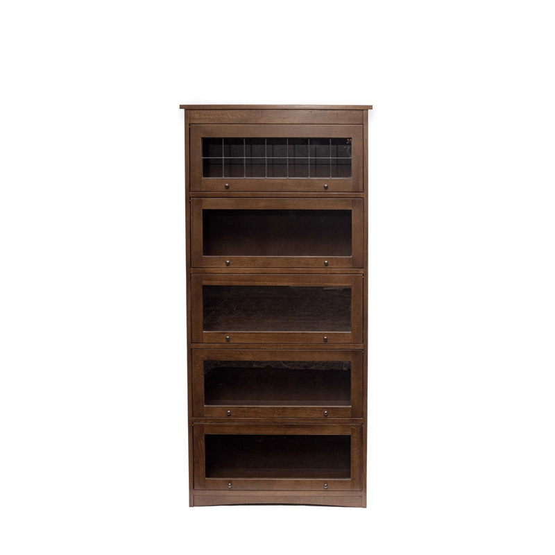 Mission Craftsman Style Oak Barrister Bookcase - 5 Stack - Walnut