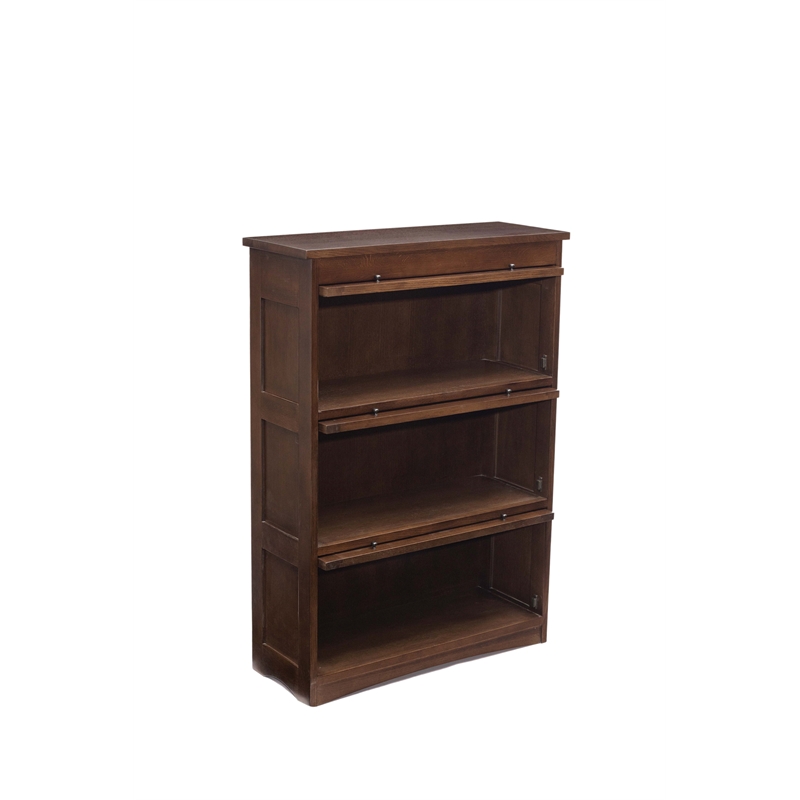 Mission Craftsman Style Oak Barrister Bookcase - 3 Stack - Walnut