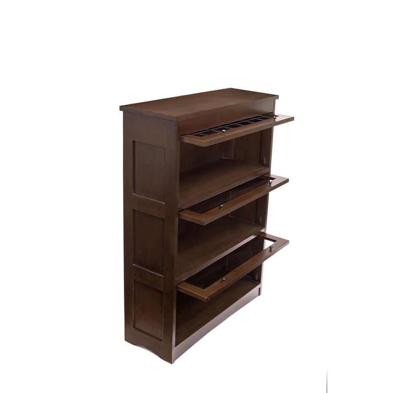 Mission Craftsman Style Oak Barrister Bookcase - 3 Stack - Walnut