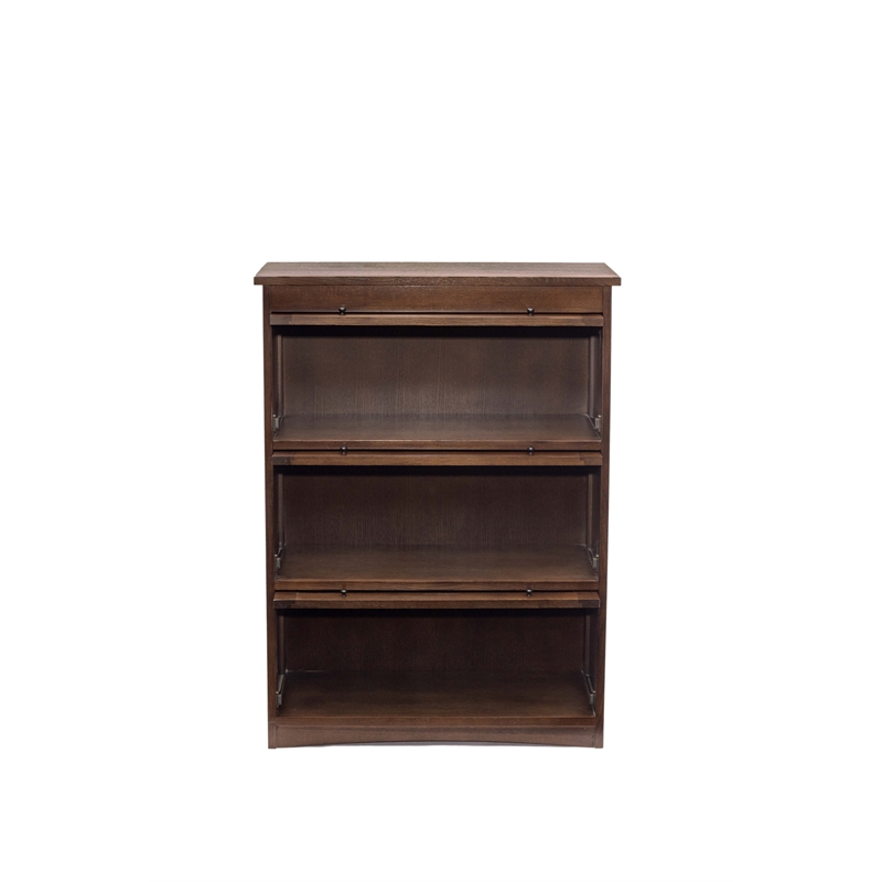 Mission Craftsman Style Oak Barrister Bookcase - 3 Stack - Walnut
