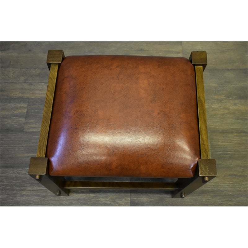 Mission Spindle Stool - Quarter Sawn Oak & Leather - Walnut