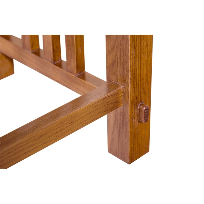 Mission Spindle Stool - Quarter Sawn Oak & Leather - Walnut