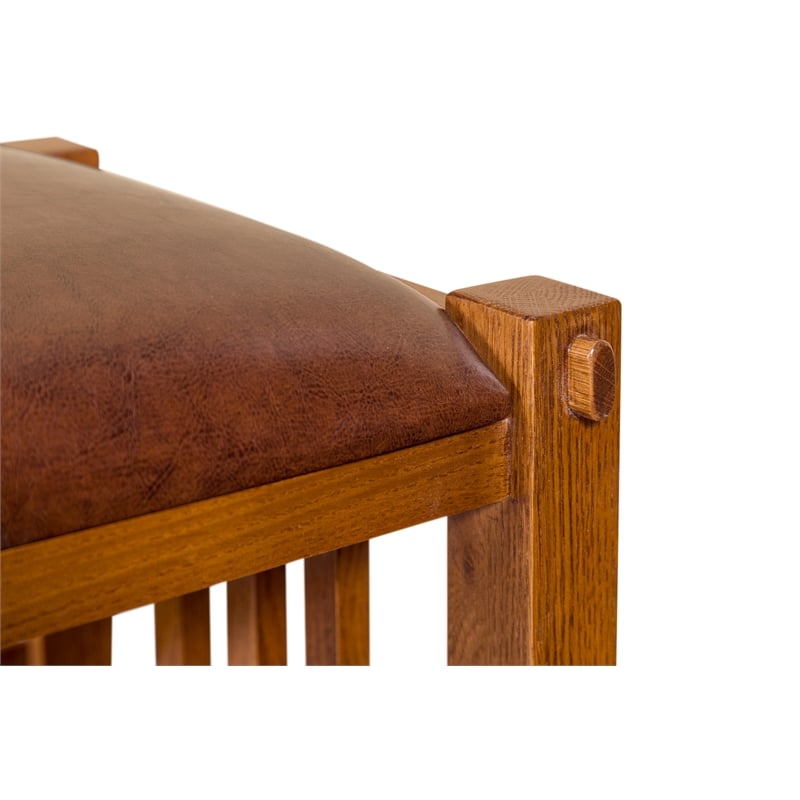Mission Spindle Stool - Quarter Sawn Oak & Leather - Walnut