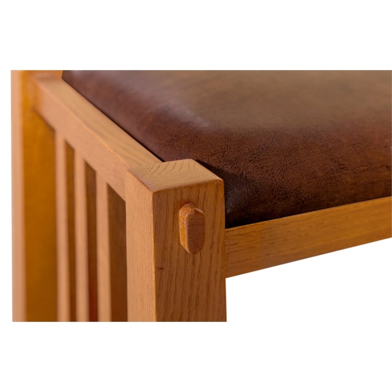 Mission Spindle Stool - Quarter Sawn Oak & Leather - Walnut