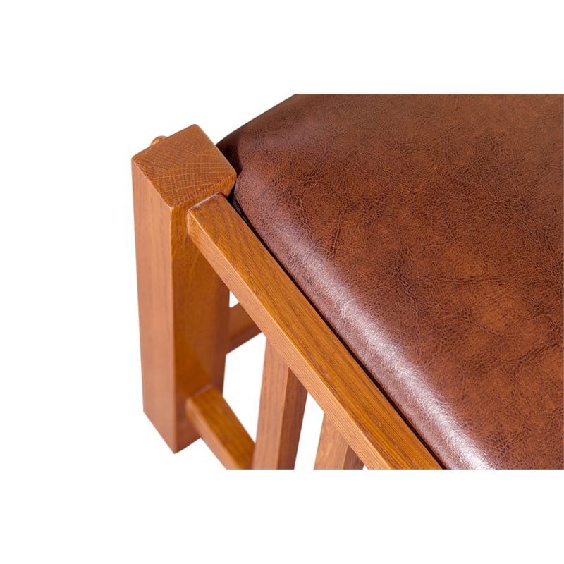 Mission Spindle Stool - Quarter Sawn Oak & Leather - Walnut