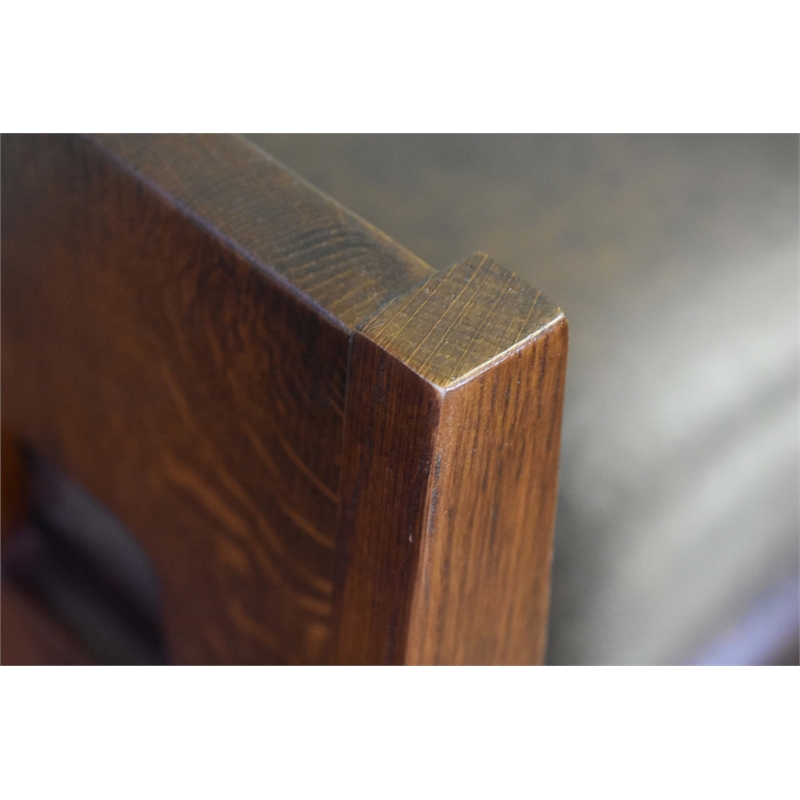 Mission Style Oak and Leather Foot Stool - Model A31