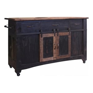 Greenview Kitchen Island - Distressed Black