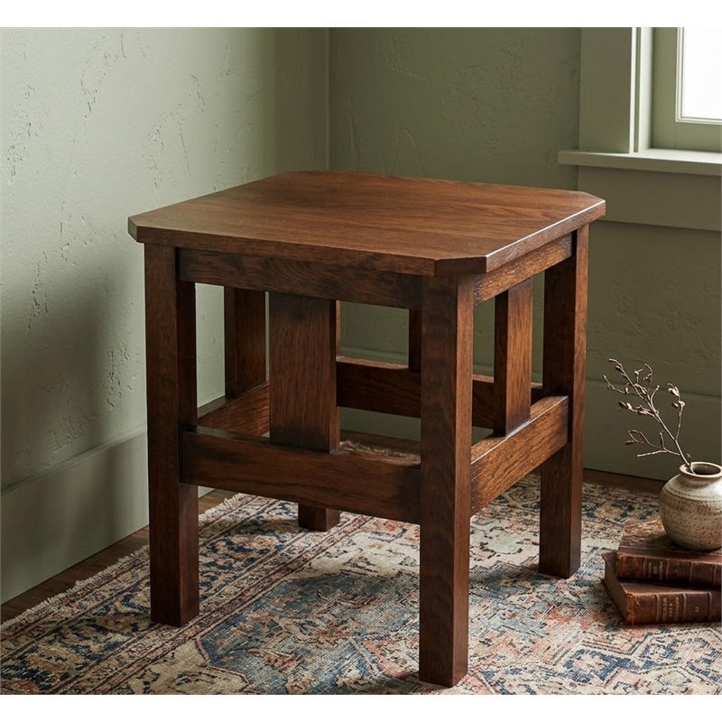 Mission Oak Slat End Table Walnut