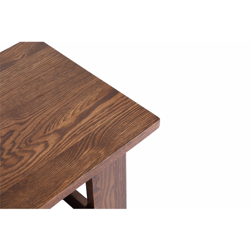 Mission Solid Oak Square End Table with Cut Outs - Walnut