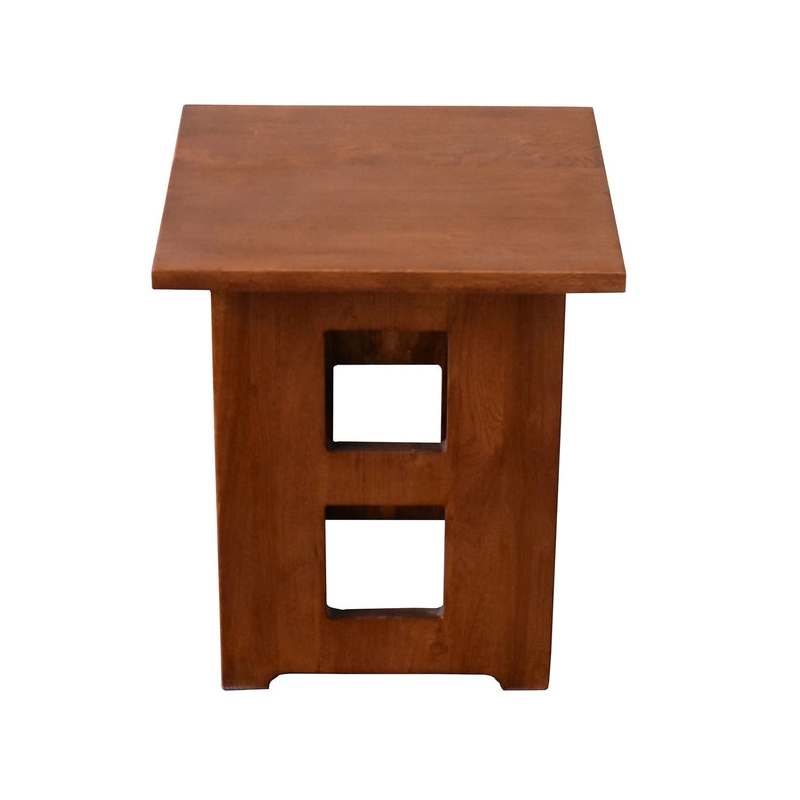Mission Solid Oak Square End Table with Cut Outs - Michael's Cherry (MC1)