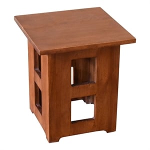 Mission Solid Oak Square End Table with Cut Outs - Michael's Cherry (MC1)