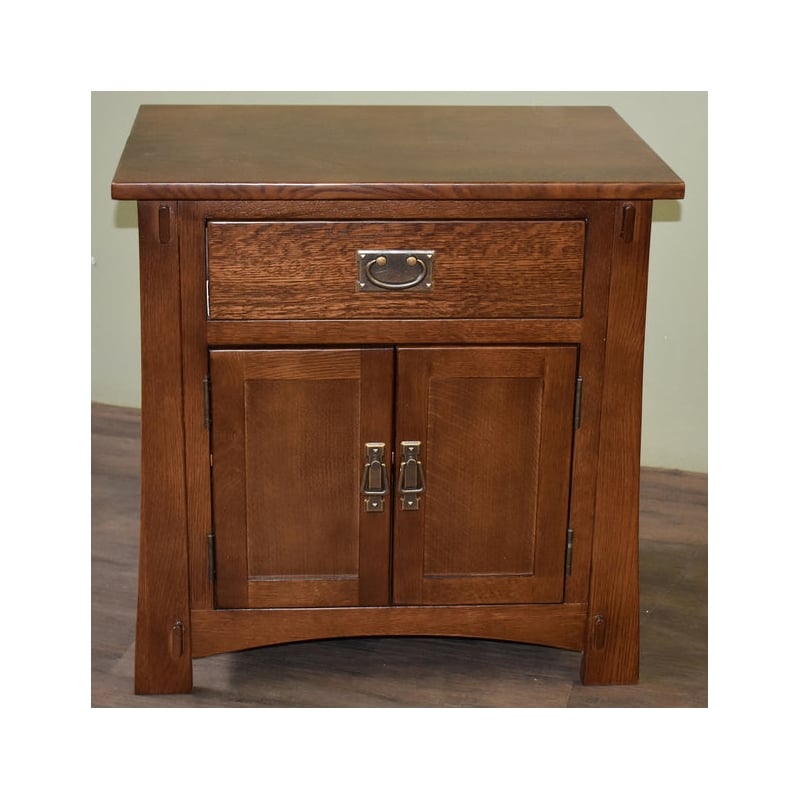 Mission Style Solid Oak Nightstand Model A3 - Walnut
