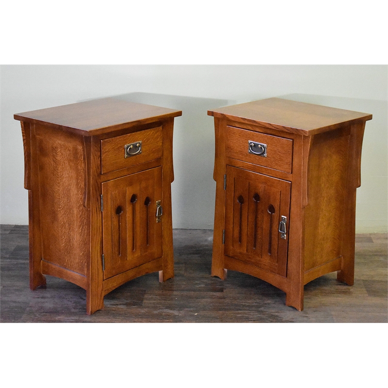 Mission Style Solid Quarter Sawn Oak Keyhole Nightstand - Model A26