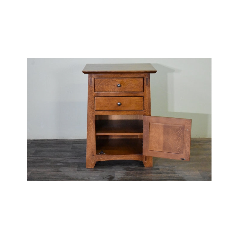 Mission Style Tapered Leg 2 Drawer Nightstand