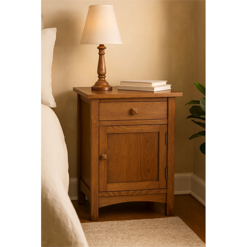 Mission 1 Door 1 Drawer Nightstand - Walnut stain