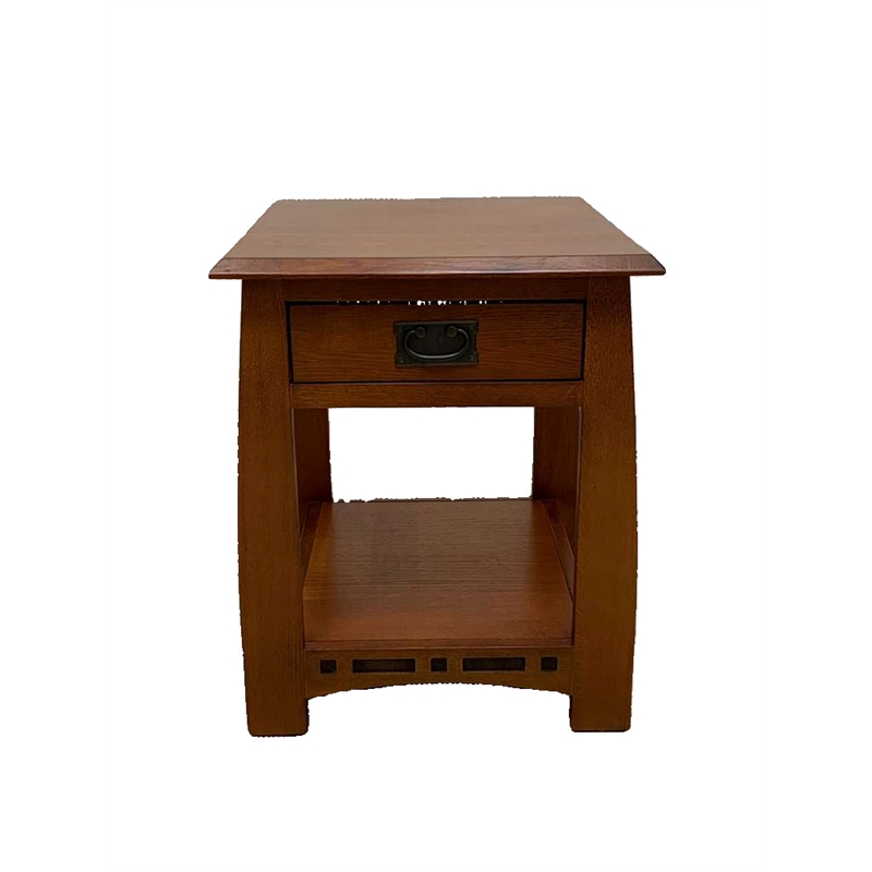 Mission Quarter Sawn White Oak 1 Drawer Inlay End Table