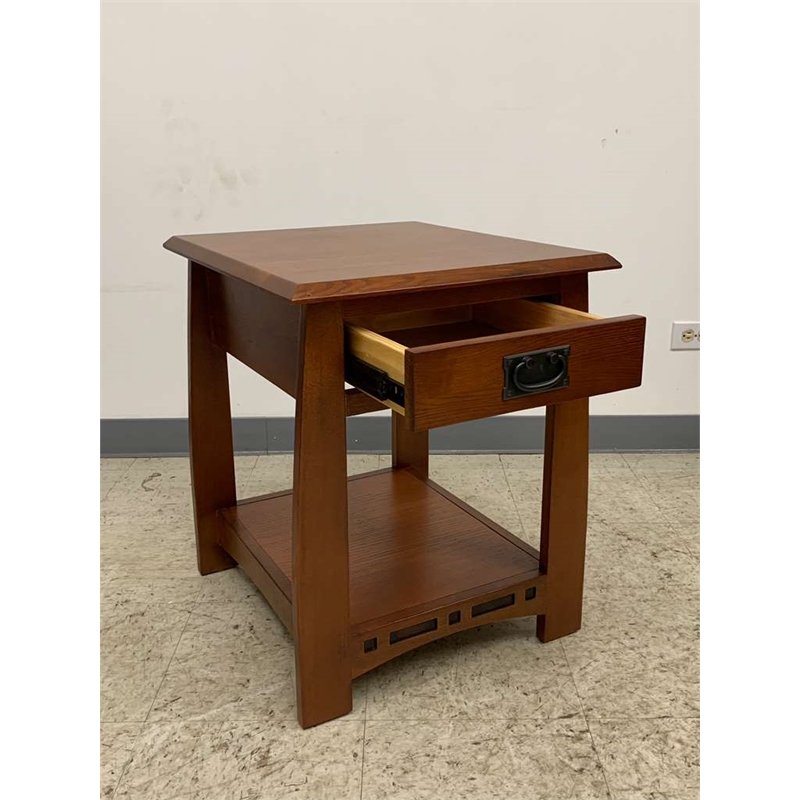 Mission Quarter Sawn White Oak 1 Drawer Inlay End Table
