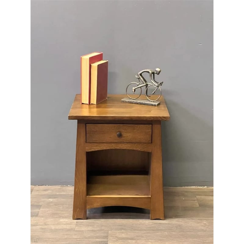 Mission Style Solid Quarter Sawn Oak Keyhole End Table