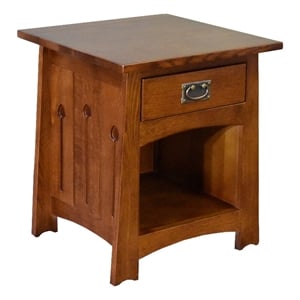 Mission Style Solid Quarter Sawn Oak Keyhole End Table