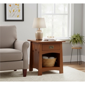Mission Style Solid Quarter Sawn Oak Keyhole End Table